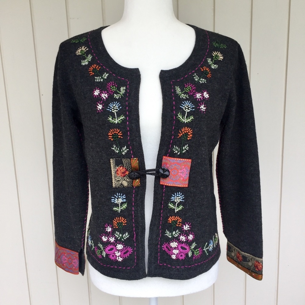 Vintage J. Jill Cardigan | Hand Embroidery | EUC